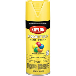 Krylon K05541007 12oz Gloss Sun Yellow COLORmaxx Spray Paint-1PK LANC-362466