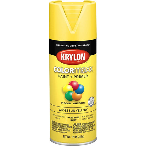 Krylon K05541007 12oz Gloss Sun Yellow COLORmaxx Spray Paint-1PK LANC-362466