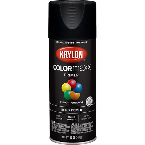 Krylon K05581007 12oz Black Primer COLORmaxx Spray Paint-1PK