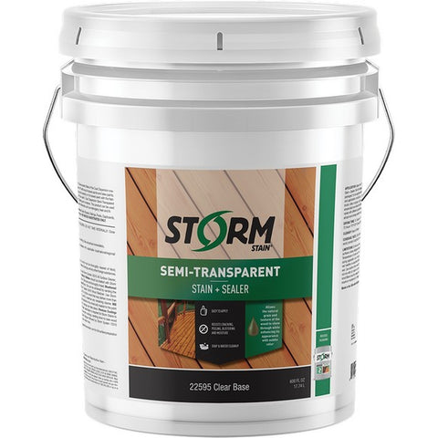 Storm 22595-5 5gal Semi-Transparent Stain & Sealer Dual Dispersion Clear Base 100 VOC-1PK LANC-366041