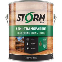 Storm 34146-1 1gal Semi-Transparent Log and Siding Stain & Sealer Teak 100 VOC-1PK