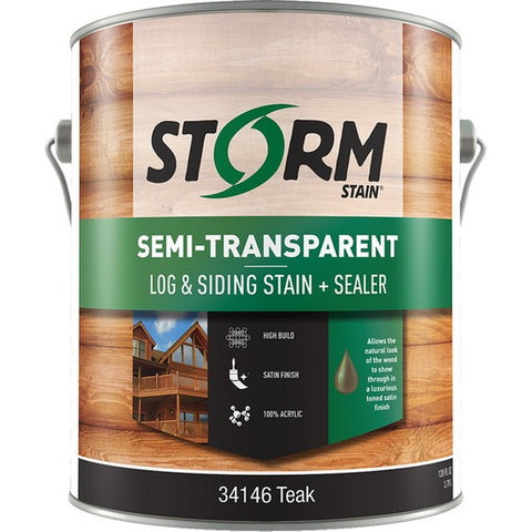 Storm 34146-1 1gal Semi-Transparent Log and Siding Stain & Sealer Teak 100 VOC-1PK LANC-366126