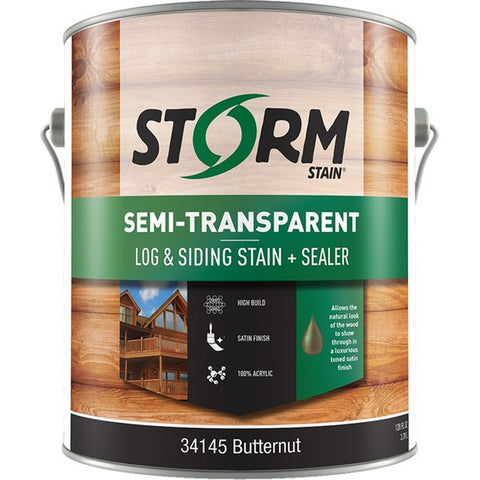 Storm 34145-1 1gal Semi-Transparent Log and Siding Stain & Sealer Butternut 100 VOC-1PK LANC-366129