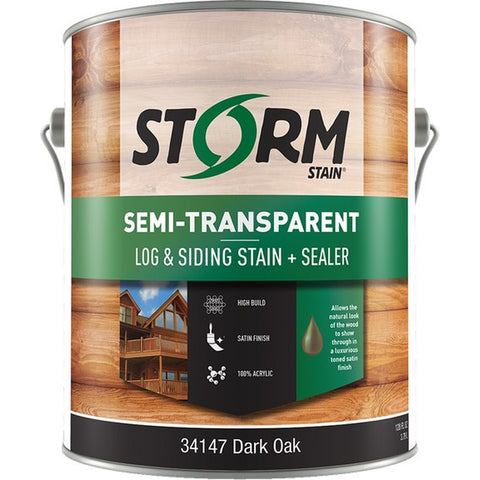 Storm 34147-1 1gal Semi-Transparent Log and Siding Stain & Sealer Dark Oak 100 VOC-1PK LANC-366130
