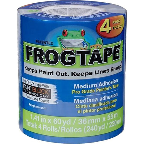 Shurtape 105569 36mm x 55m (1.41 x 60yd) Blue FrogTape Pro Grade Painter's Tape 4pk LANC-368507