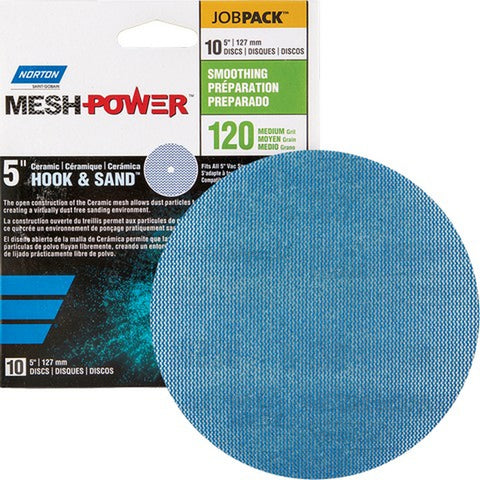 Norton 68441 5 120G Mesh Power Hook & Sand Sanding Disc - 10pk LANC-371493