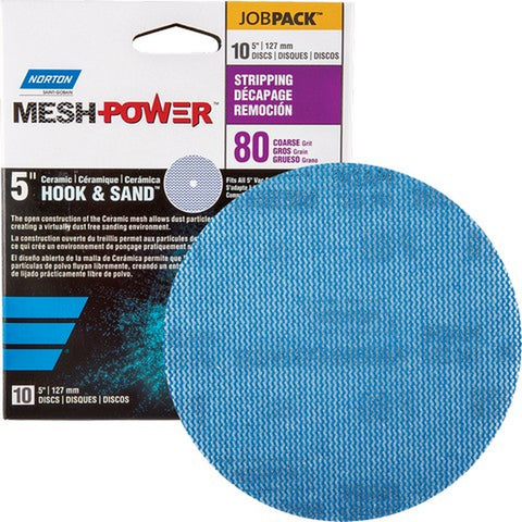 Norton 68443 5 80G Mesh Power Hook & Sand Sanding Disc - 10pk LANC-371494