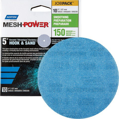 Norton 68440 5 150G Mesh Power Hook & Sand Sanding Disc - 10pk LANC-371500