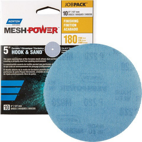 Norton 68439 5 180G Mesh Power Hook & Sand Sanding Disc - 10pk LANC-371502