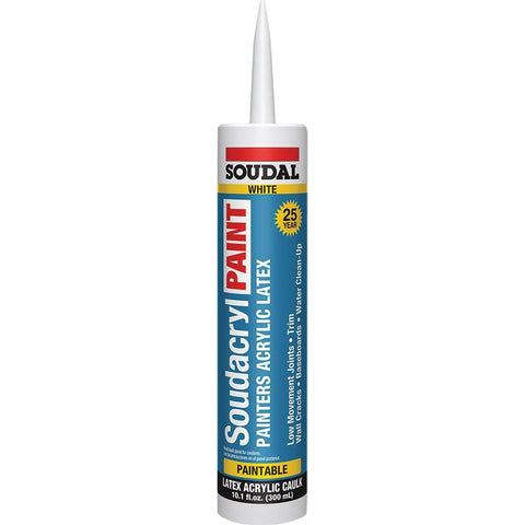Soudal 146729 Soudacryl 10.1oz White 25 Yr Painter's Acrylic Latex Caulk-12PK LANC-372994