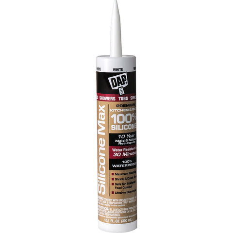 DAP 08667 10.1oz White Silicone Max Kitchen & Bath Sealant-12PK LANC-373314