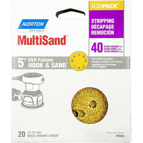 Norton 04064 5 5 & 8 Hole P40 Hook & Sand Paper H&L UVH Disc (20pk) LANC-373603