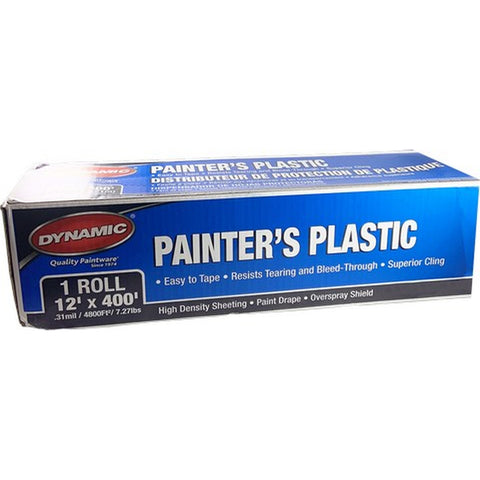 Dynamic 00039 12' x 400' (3.66m x 122m) .31mil High Density Sheeting Painters Plastic-1PK LANC-377875