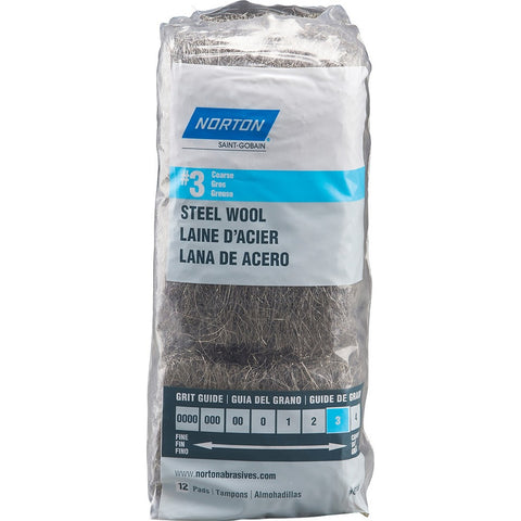 Norton 68118 Steel Wool 3 Coarse (12pk) LANC-378554