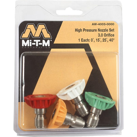 Mi-T-M AW-4003-0000 3.0 Orifice Pressure Washer Quick Connect Nozzle Set (Contains 4ea 0,15, 25 & 40)-1PK LANC-384557