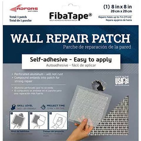 Fibatape FDW6714-U 8 x 8 Self-Adhesive Perforated Aluminum Wall & Ceiling Repair Patch - White-1PK LANC-387278