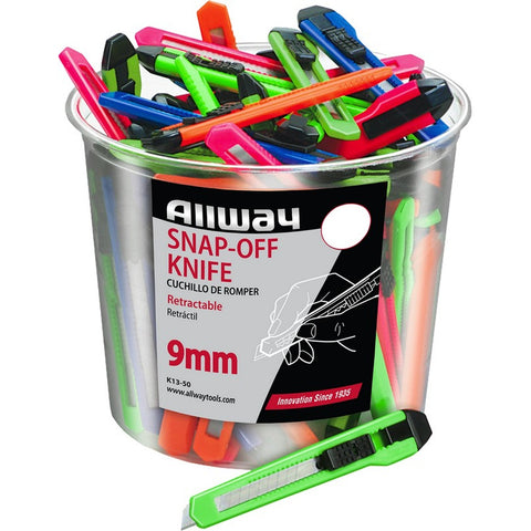 Allway K13-50 9mm 13-Point Snap Off Knife Labelled (50/bucket)-50PK LANC-3