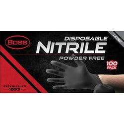 Boss B21051-L 4 Mil Large Black Nitrile Disposable Gloves 100pk LANC-424403