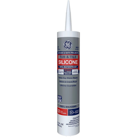 GE 2749484 10.1oz White Silicone I Sealant Tub & Shower Sealant-12PK LANC-438063