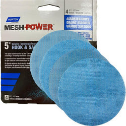 Norton 68451 5 Mesh Power Hook & Sand Sanding Disc Assorted (80G, 120G, 150G, 220G) - 4pk LANC-438439
