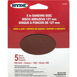 Hyde 45385 5 180 Grit Round Hook & Loop Sandpaper (5pk) LANC-439988