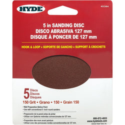 Hyde 45384 5 150 Grit Round Hook & Loop Sandpaper (5pk) LANC-439991