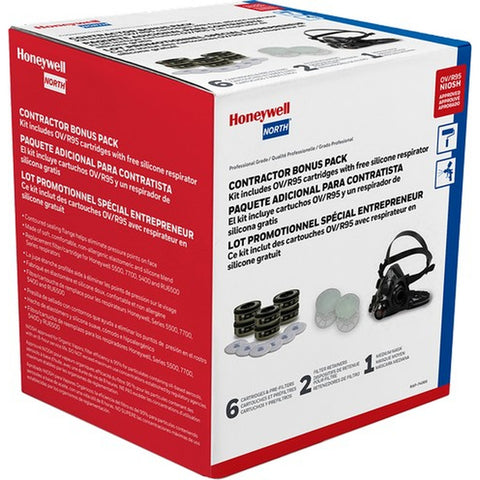 Honeywell RAP-74066 Med Silicone Respirator w/3 Sets of Cartridges/Filters Bonus Pack Medium-1PK LANC-440166
