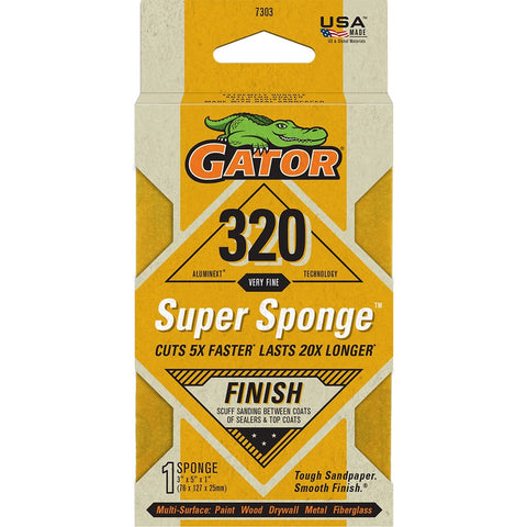 Gator 7303 320 Grit 3 x 5 x 1 Super Sponge Finish-1PK LANC-441121