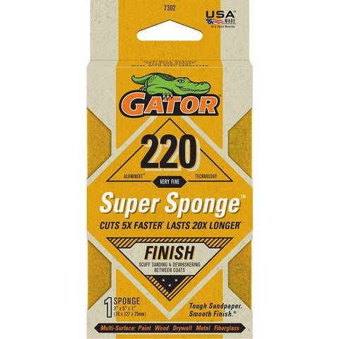 Gator 7302 220 Grit 3 x 5 x 1 Super Sponge Finish-1PK LANC-441123