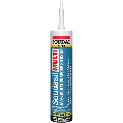 Soudal 146893 10.1oz Clear Multi-Purpose 100% RTV Silicone Sealant - Mildew Resistant-12PK LANC-442341