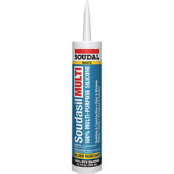 Soudal 146726 10.1oz White Multi-Purpose 100% RTV Silicone Sealant - Mildew Resistant-12PK LANC-442342