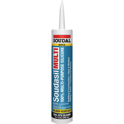Soudal 146726 10.1oz White Multi-Purpose 100% RTV Silicone Sealant - Mildew Resistant-12PK LANC-442342