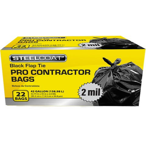 Petoskey FG-P9921-50 42gal 2mil Steelcoat Black Flap Tie Contractor Bag (22pk) LANC-442651