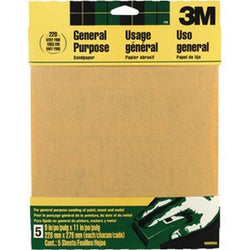 3M 9000NA 9 x 11 Very Fine (220 Grit) Aluminum Oxide Sanding Sheets (5pk) LANC-4467