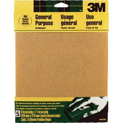 3M 9002NA 9 x 11 Med (100 Grit) Aluminum Oxide Sanding Sheets (5pk) LANC-4476