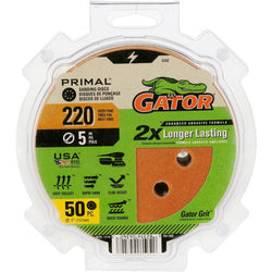Gator 4340 220 Grit 5 8 Hole Hook & Loop Power Sanding Disc (50pk) LANC-447707