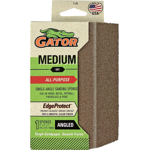 Gator 7126 Med 3 x 5 x 1 Single Angled Sanding Sponge-1PK LANC-447720
