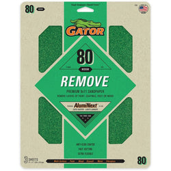 Gator 7261 80 Grit 9 x 11 Premium Dry Sand Sheet-Remove (3pk) LANC-447725