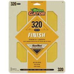 Gator 7267 320 Grit 9 x 11 Premium Dry Sand Sheet-Finish (3pk) LANC-447728