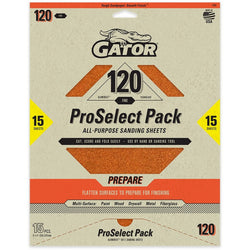 Gator 7282 120 Grit 9 x 11 Premium Dry Sand Sheet-Prepare (15pk) LANC-447730