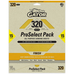 Gator 7284 320 Grit 9 x 11 Premium Dry Sand Sheet-Finish (15pk) LANC-447732