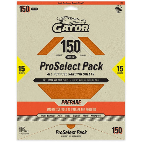 Gator 7286 150 Grit 9 x 11 Premium Dry Sand Sheet-Prepare (15pk) LANC-447734
