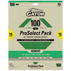 Gator 7289 100 Grit 9 x 11 Premium Dry Sand Sheet-Remove (15pk) LANC-447736