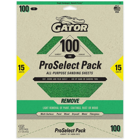 Gator 7289 100 Grit 9 x 11 Premium Dry Sand Sheet-Remove (15pk) LANC-447736
