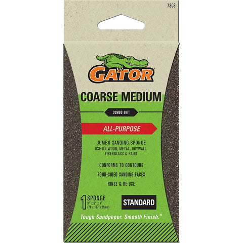Gator 7308 Med/Coarse 3 x 5 x 1 Jumbo Sanding Sponge-All Purpose-1PK LANC-447737
