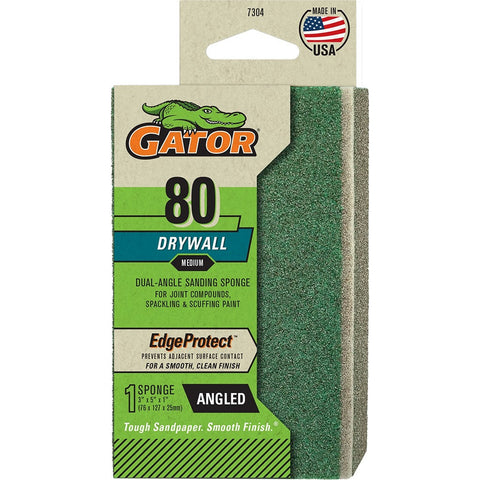 Gator 730420 80 Grit 3 x 5 x 1 Premium Dual Angled Sanding Sponge Drywall-1PK LANC-447741