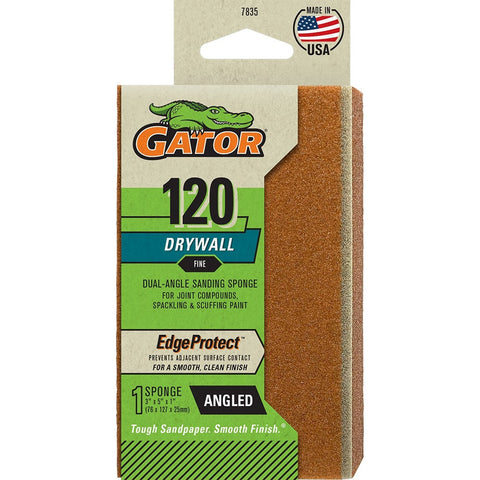 Gator 783520 120 Grit 3 x 5 x 1 Premium Dual Angled Sanding Sponge Drywall-1PK LANC-447743