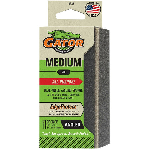 Gator 4637GA Med 2-1/2 x 5 x 1 Dual Angled Sanding Sponge Drywall-1PK LANC-447748