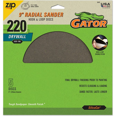 Gator 6445GA 220 Grit 9 Hoop & Loop Drywall Sanding Disc (5pk) LANC-447752