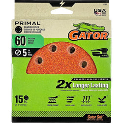 Gator 4144 60 Grit 5 8 Hole Hook & Loop Power Sanding Disc (15pk) LANC-447756
